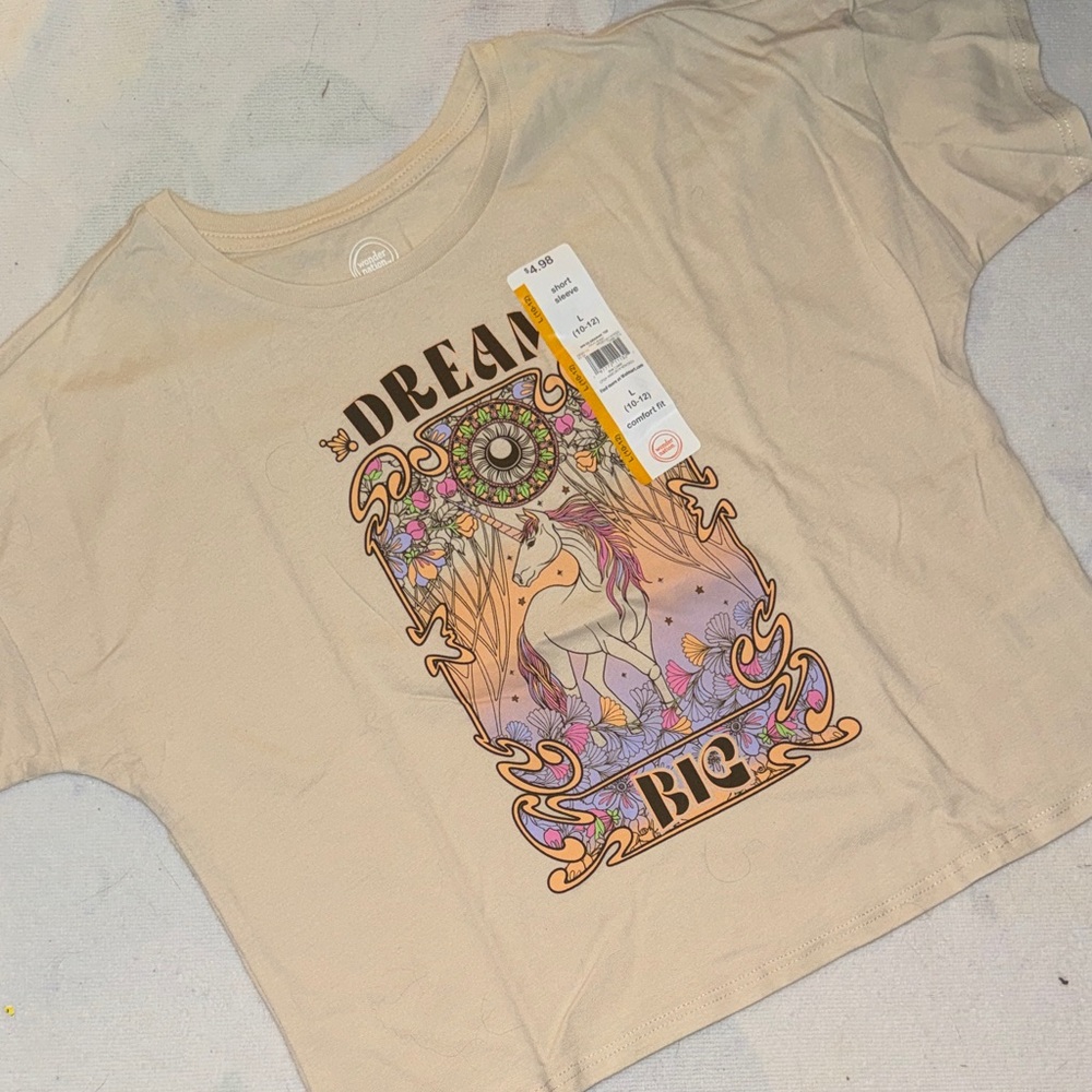 Wonder Nation Beige 'Dream Big' Unicorn Tee